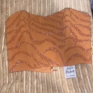 Embellished Bandeau Corset Top in Caramel